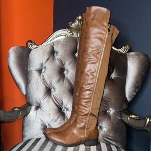 👢 Rich Cognac Majesty: Refresh Zoey-01 Over-the-Knee Luxe Boots 👢